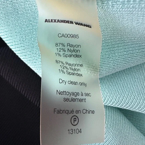 ASO‎ Zendaya T Alexander Wang Colorblock Bodycon DressBlack TealSZ S